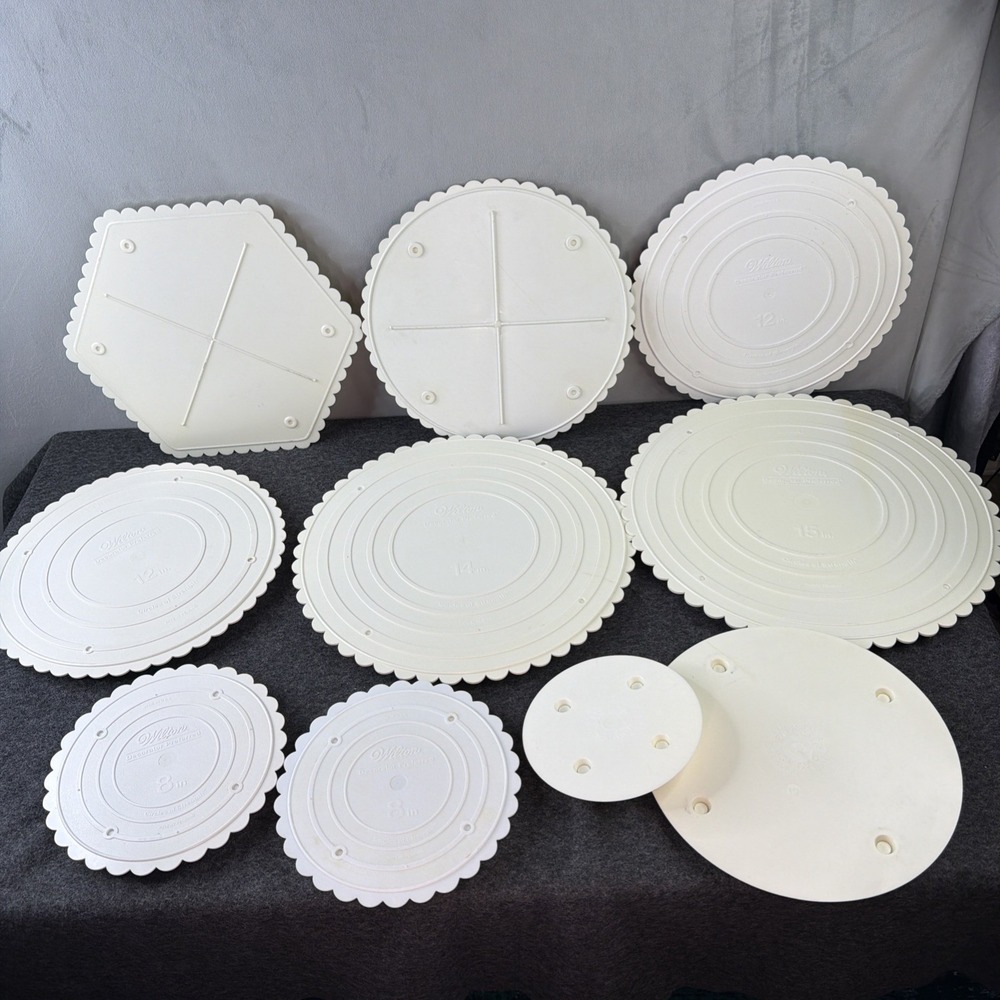 Wilton Decorator Preferred Cake Boards 8 12 14 15" Vintage Lot Pedestals